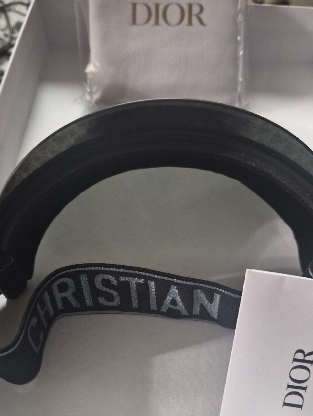 Dior Black Monogram Shield Visor with Christian Dior Band - Picture 3 of 3